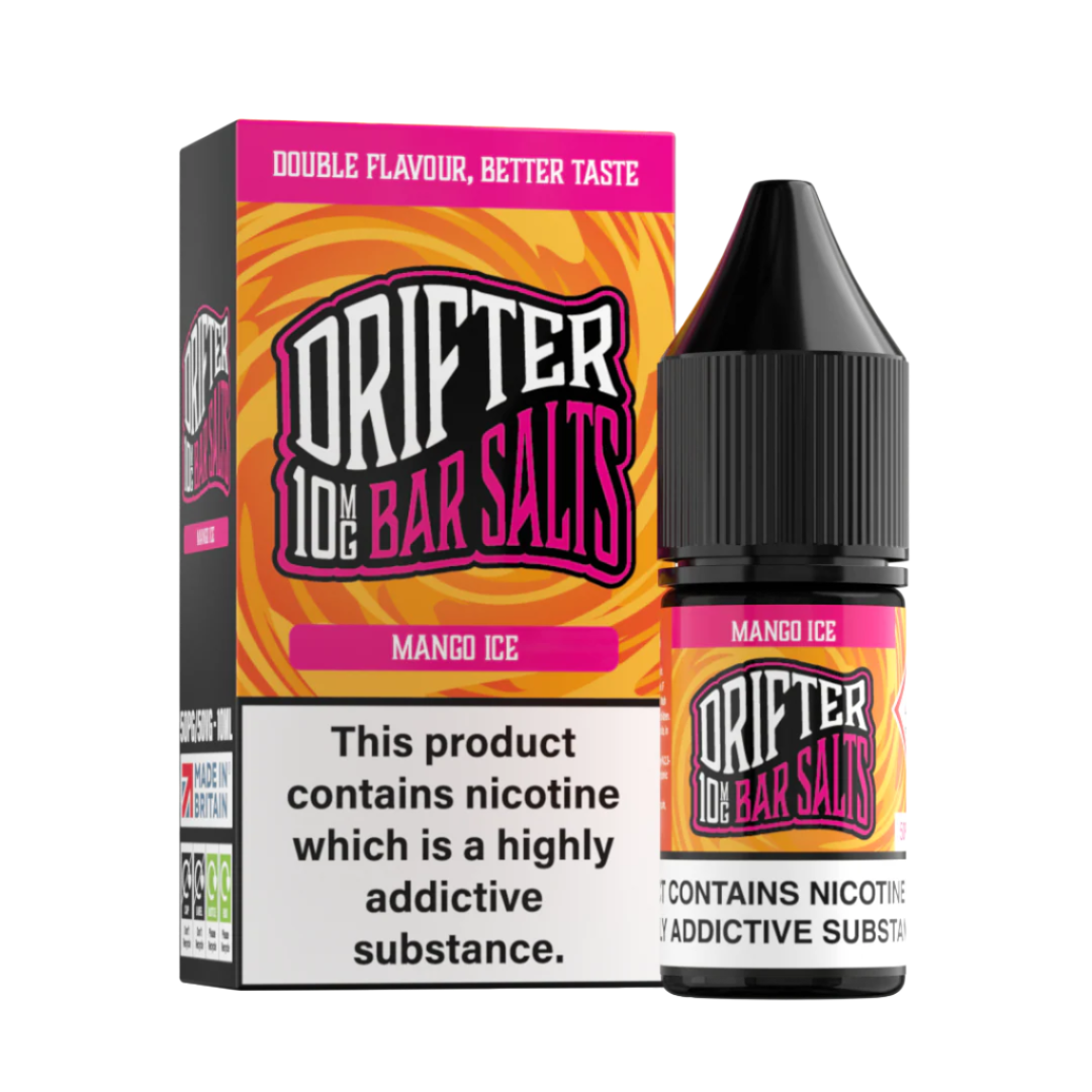 Drifter Bar Salts Mango Ice vape juice packaging on a white background