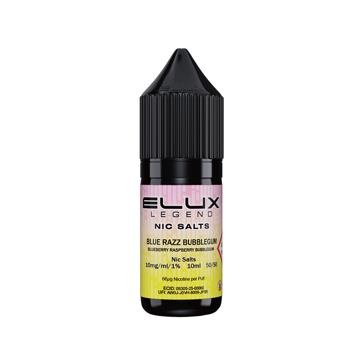 ELUX Legend Blue Razz Bubblegum 10mg nicotine salt e-liquid, 10ml bottle
