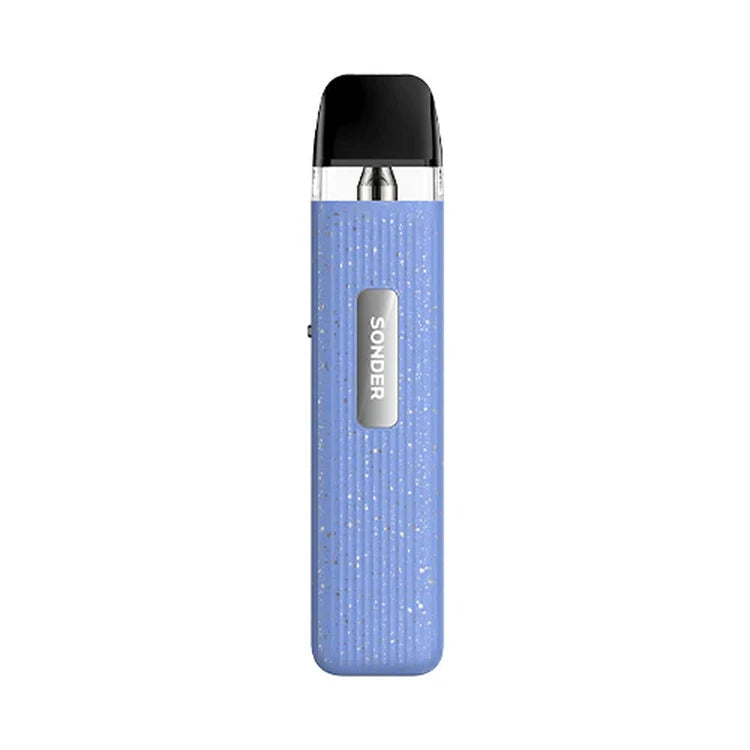 Blue vape device with 'Sonder' branding on a white background