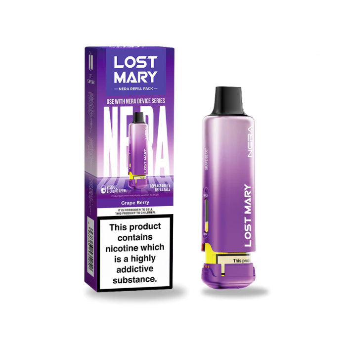 Lost Mary Nera 15k Pod Grape Berry with packaging on a white background