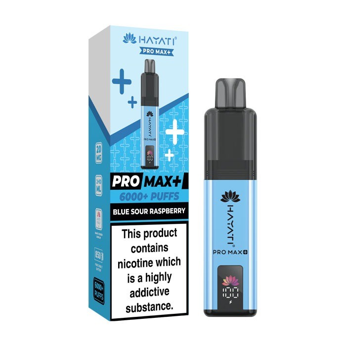 Hayati Pro Max plus blue Sour Raspberry Kit on white background