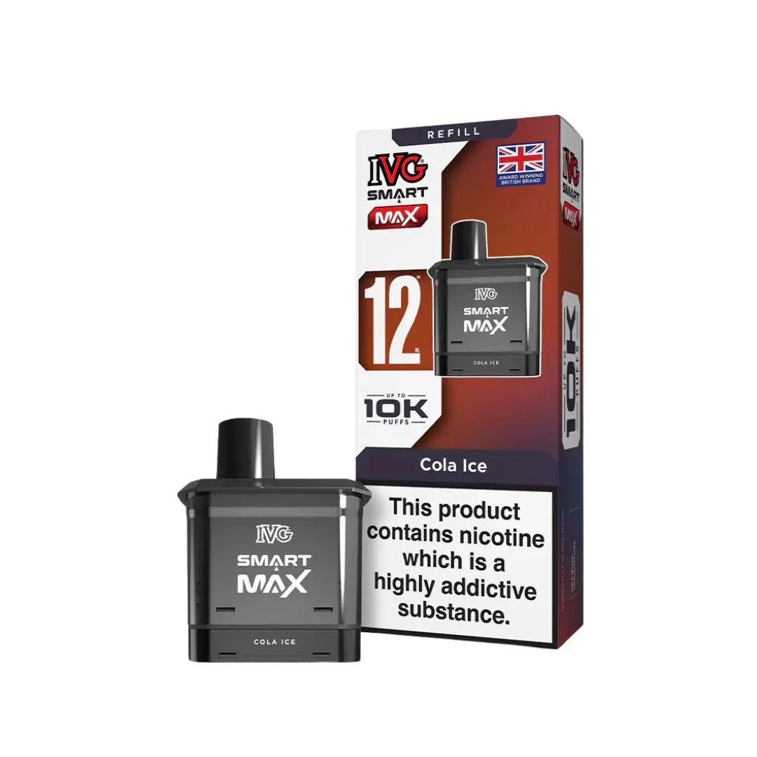 IVG Smart Max vaping device and refill pack on a white background