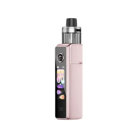 Pink electronic device with a digital display on a white background