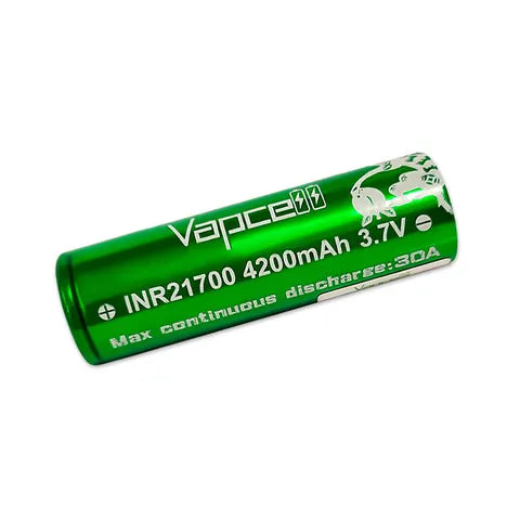 Green Vapcell battery on a white background