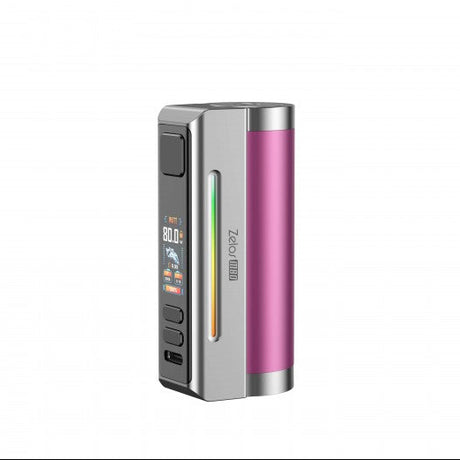 Silver and pink electronic device on a white background