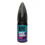 Bottle of Blue Razz flavor by Riot on a white background