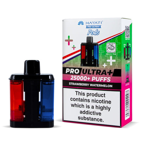 Vape device and packaging with 'Hayati' branding on a white background