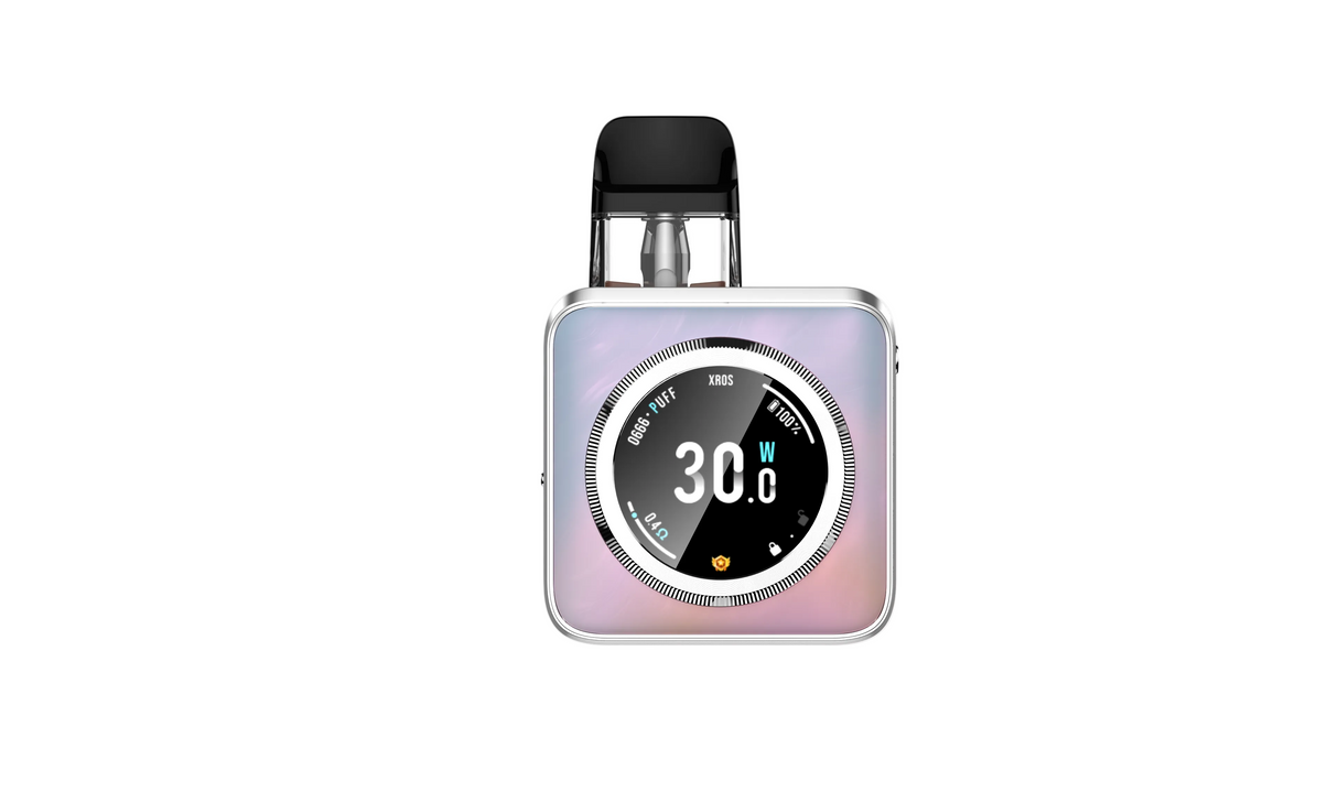 Gradient-colored electronic device with digital display on a white background