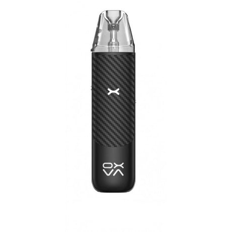 Black vape device with 'OX VA' branding on a white background
