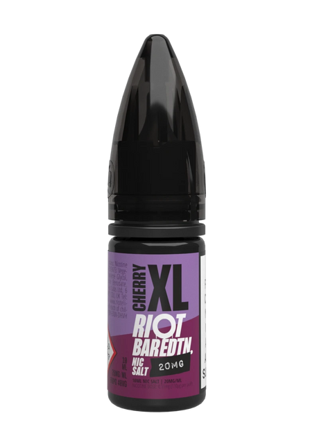 Bottle of Riot Cherry XL Nic Salt on a white background