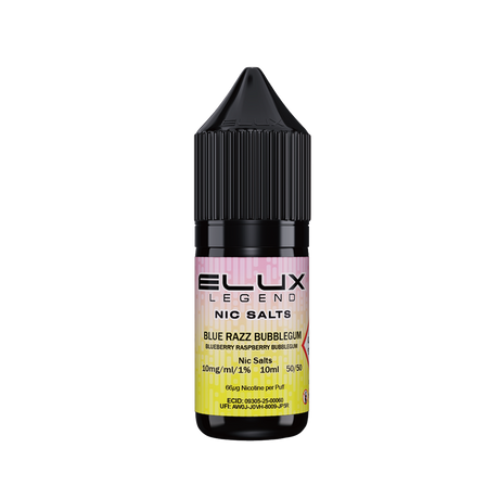 ELUX Legend Blue Razz Bubblegum 10mg nicotine salt e-liquid, 10ml bottle