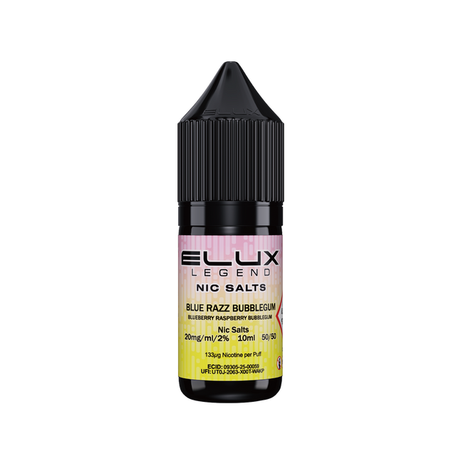 ELUX Legend Blue Razz Bubblegum 20mg nicotine salt e-liquid, 10ml bottle