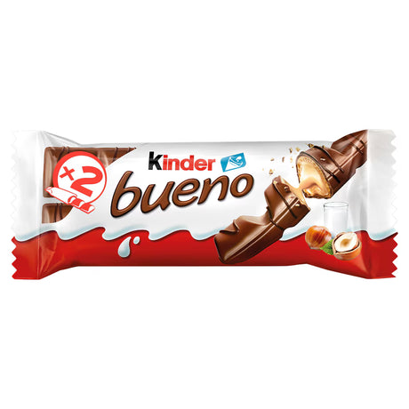 Kinder Bueno chocolate bar packaging on a white background