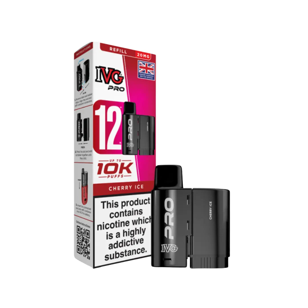 IVG Pro vaping device and packaging on a white background