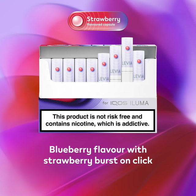 LEVIA Blueberry with Strawberry Pearl tobacco-free nicotine sticks, 20-stick pack for IQOS ILUMA