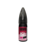 Bottle of Strawberry Cherry Buzz flavor e-liquid with pink label on a white background