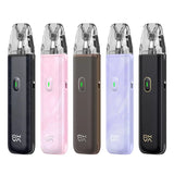 Five vape devices in different colors on a white background