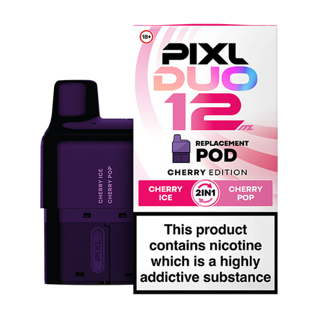 PIXL DUO 12 replacement pod for vape devices with packaging on a white background