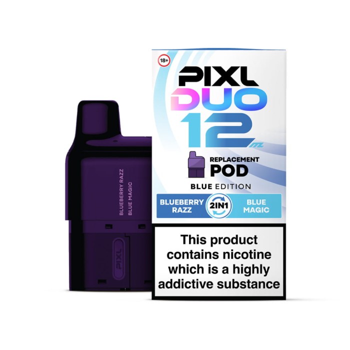 PIXL DUO 12 replacement pod for vape devices with packaging on a white background