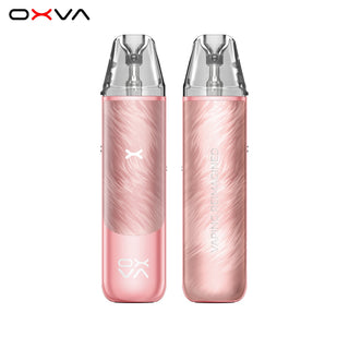 Two rose pink OXVA vaping devices on a white background