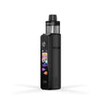 Black vape device with a visible brand logo on a white background