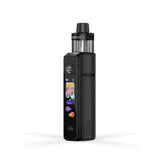 Black vape device with a visible brand logo on a white background