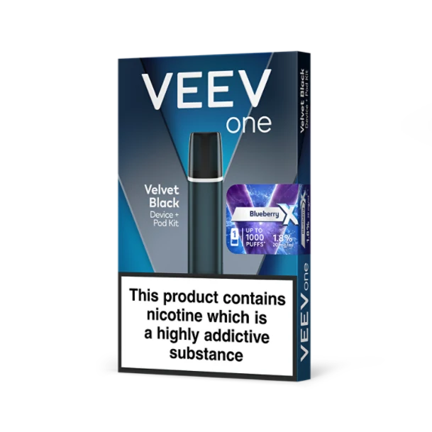 VEEV ONE Velvet Black starter kit with Blueberry X pod