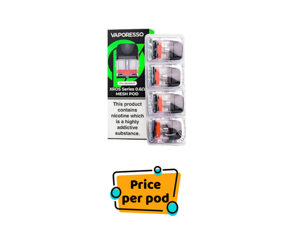 Vaporesso XROS replacement pods and 4-piece retail pack; listing price is per single pod.