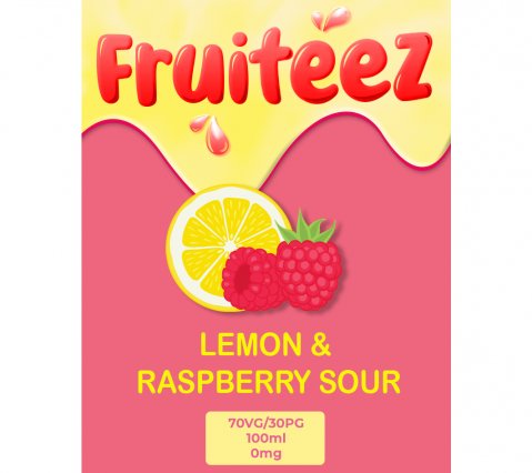 Fruiteez Lemon Raspberry Sour 100ml (120ml Shortfills) Nicotine Free E-Liquid